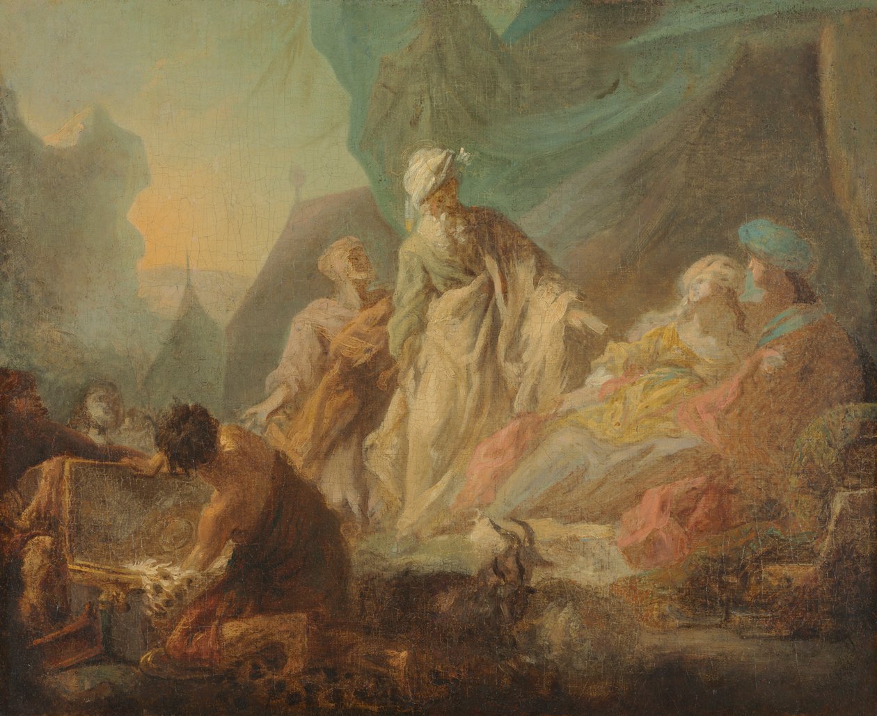 Labán buscando sus dioses robados, 1753 de Augustin de Saint Aubin