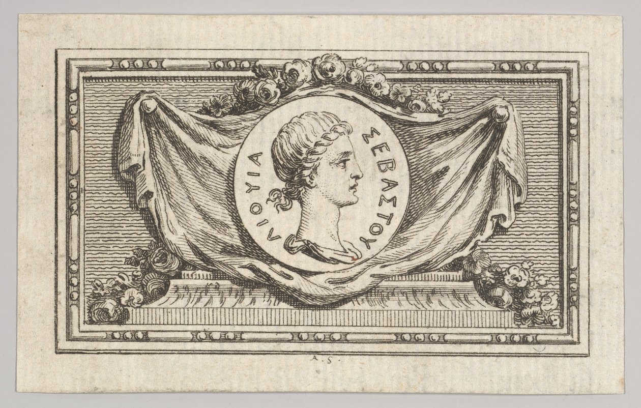 Medalla con retrato de Livio en el 5º libro, de Tiberio o los seis primeros... de Augustin de Saint Aubin