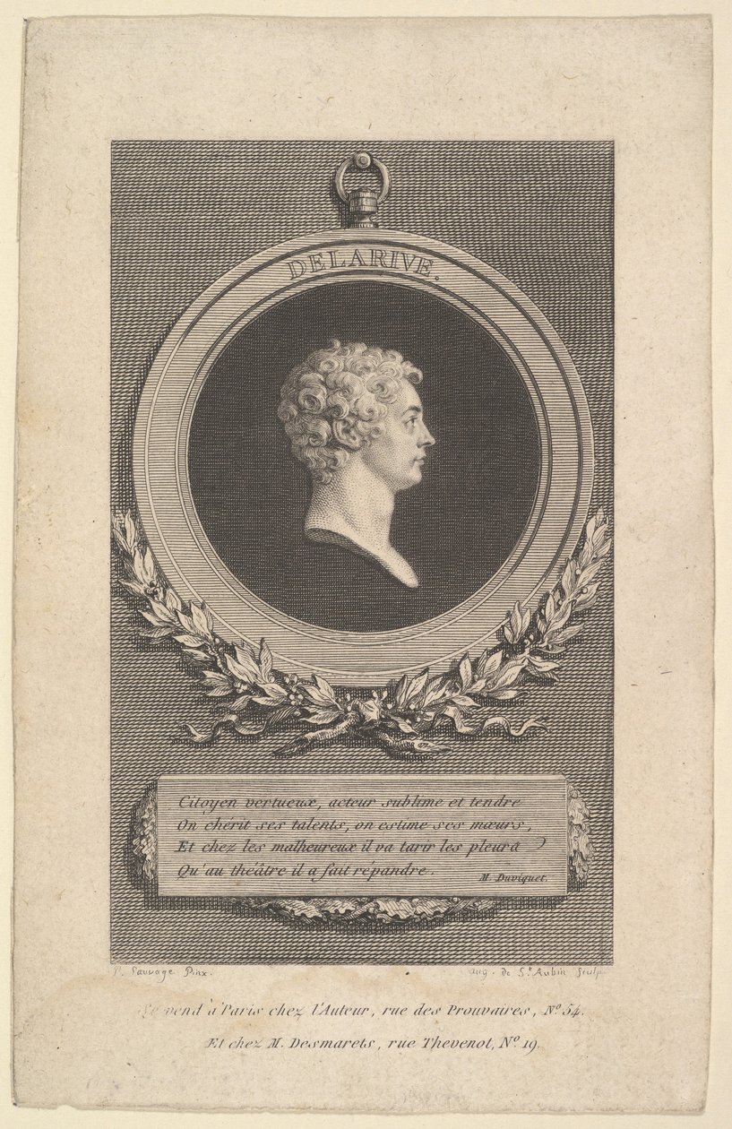 Retrato de De Larive, 1785 de Augustin de Saint Aubin