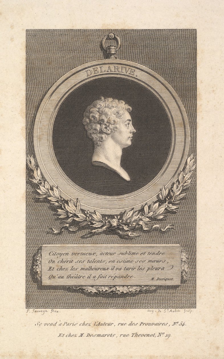 Retrato de De Larive de Augustin de Saint Aubin