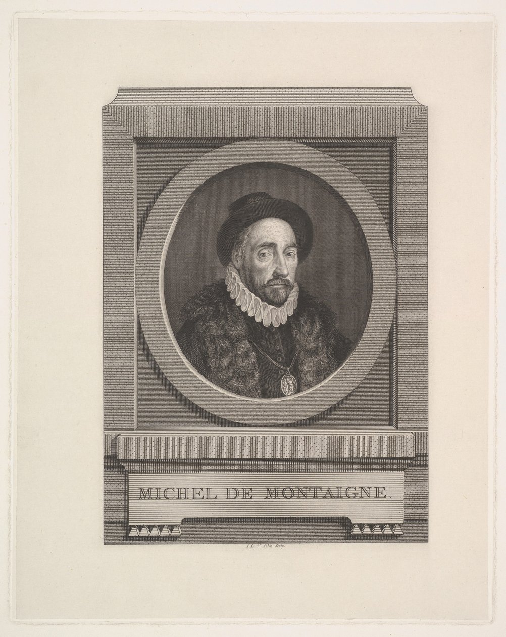 Retrato de Michel de Montaigne 1533-1592, 1774 de Augustin de Saint Aubin