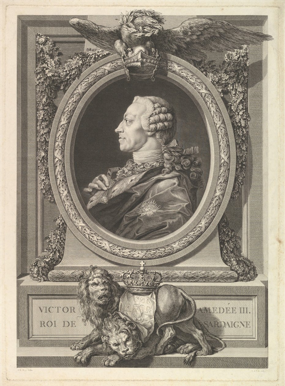 Retrato de Víctor Amadeo III, Rey de Cerdeña de Augustin de Saint Aubin