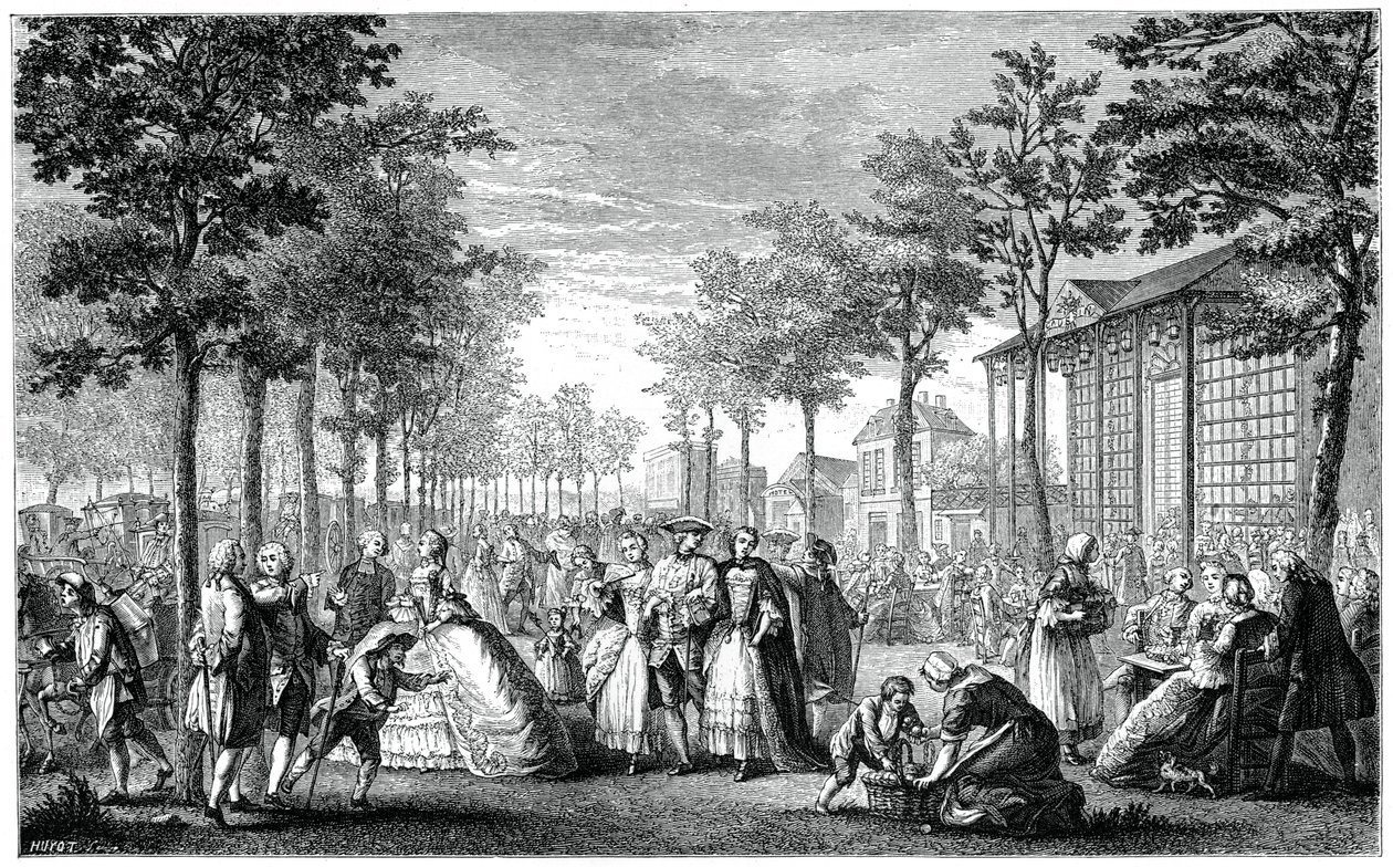 El paseo, París, 1885 de Augustin de Saint Aubin