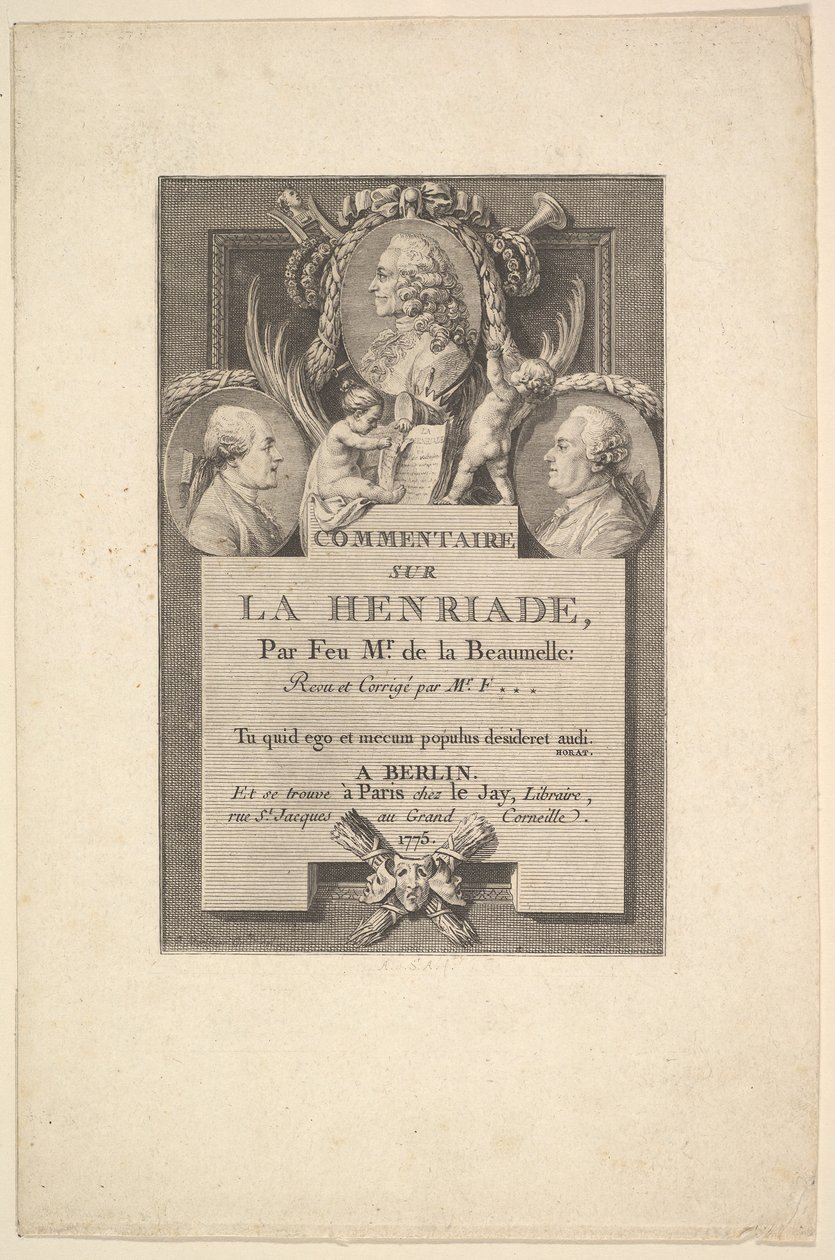 Voltaire, Fréron y la Beaumelle, 1775 de Augustin de Saint Aubin