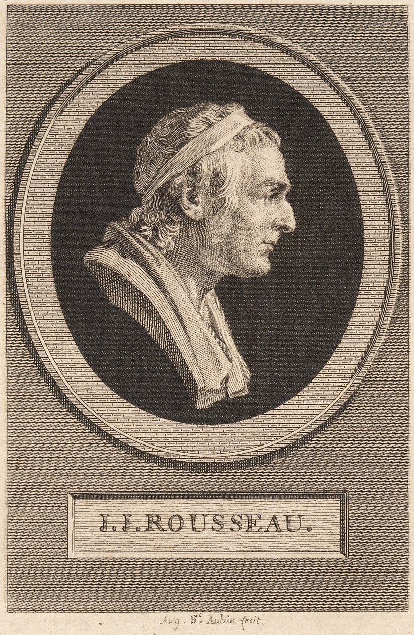 Jean-Jacques Rousseau de Augustin de Saint Aubin after Jean Antoine Houdon