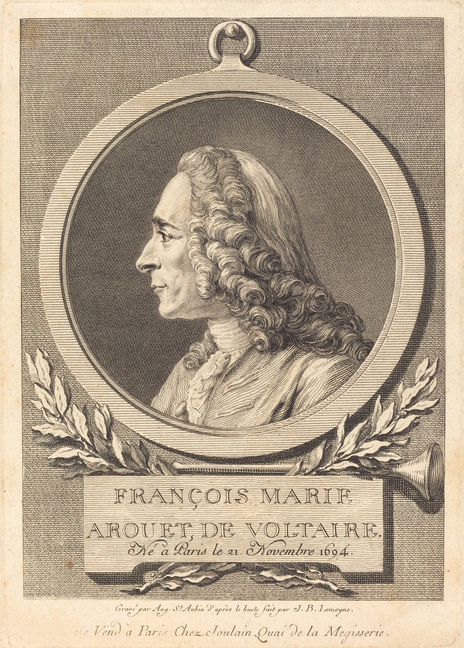 François Marie Arouet de Voltaire de Augustin de Saint Aubin after Jean Baptiste Lemoyne II
