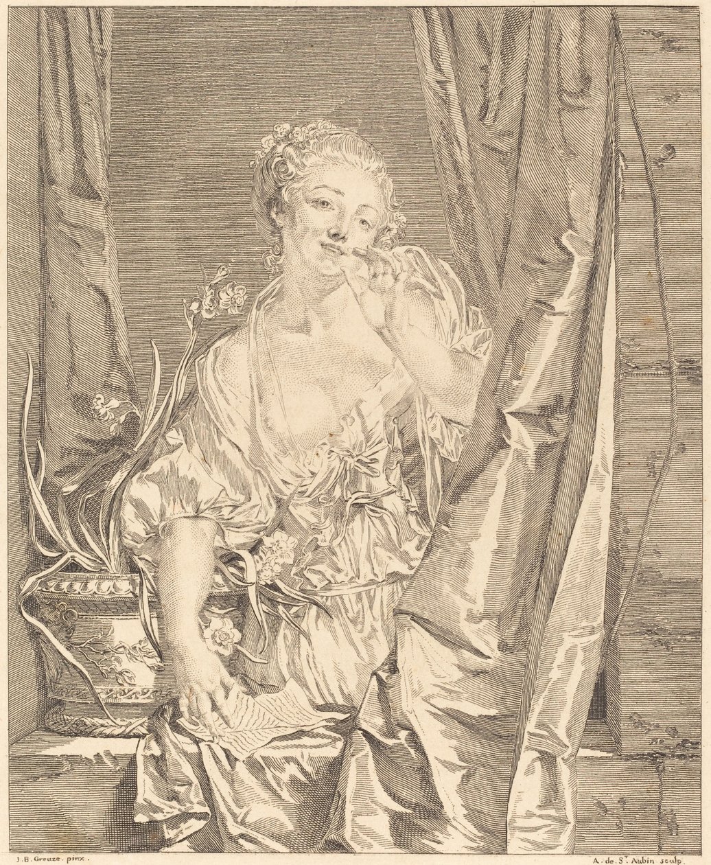El beso enviado de Augustin de Saint Aubin after Jean Baptiste Greuze