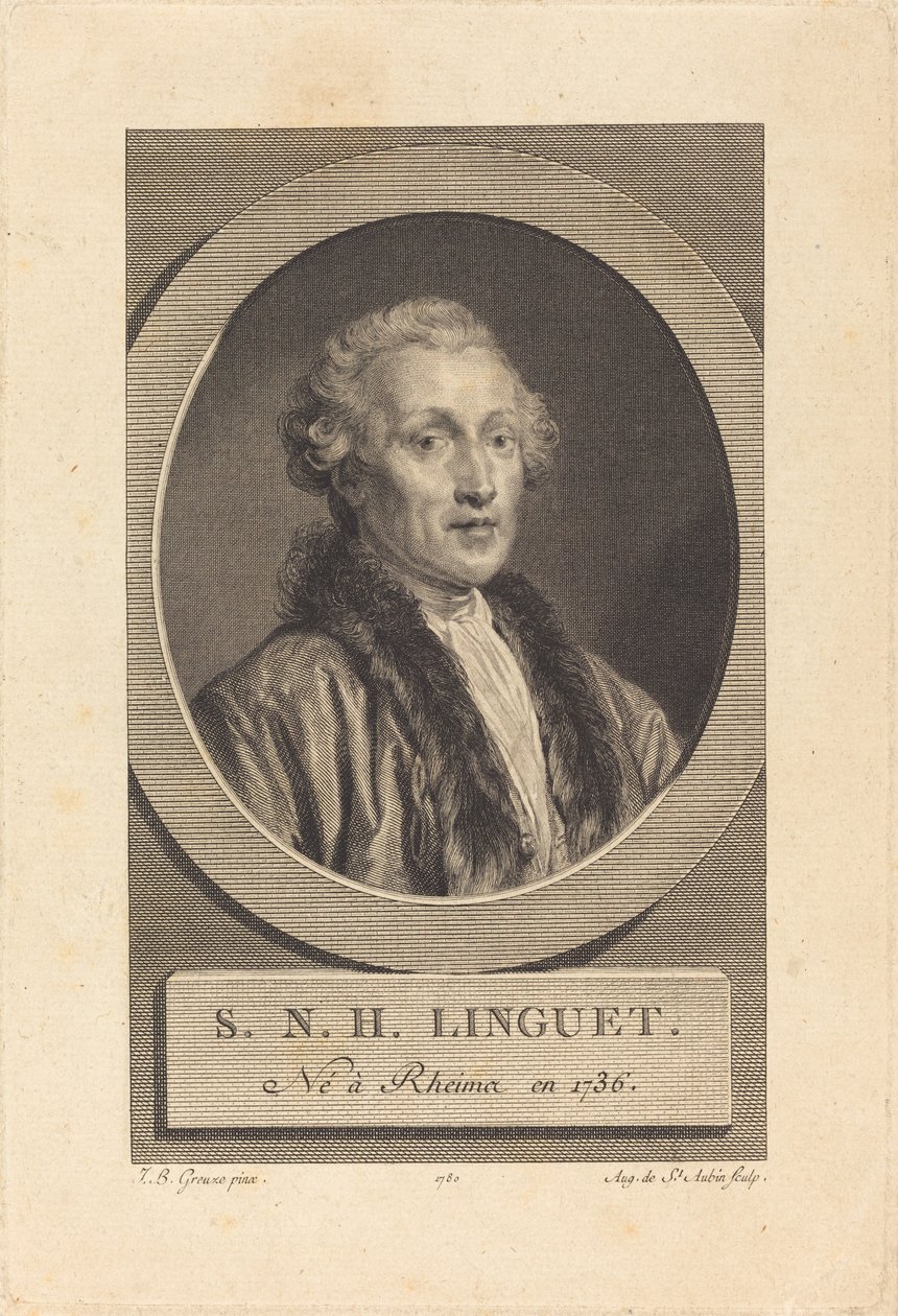 Simon-Nicolas-Henri Linguet de Augustin de Saint Aubin after Jean Baptiste Greuze