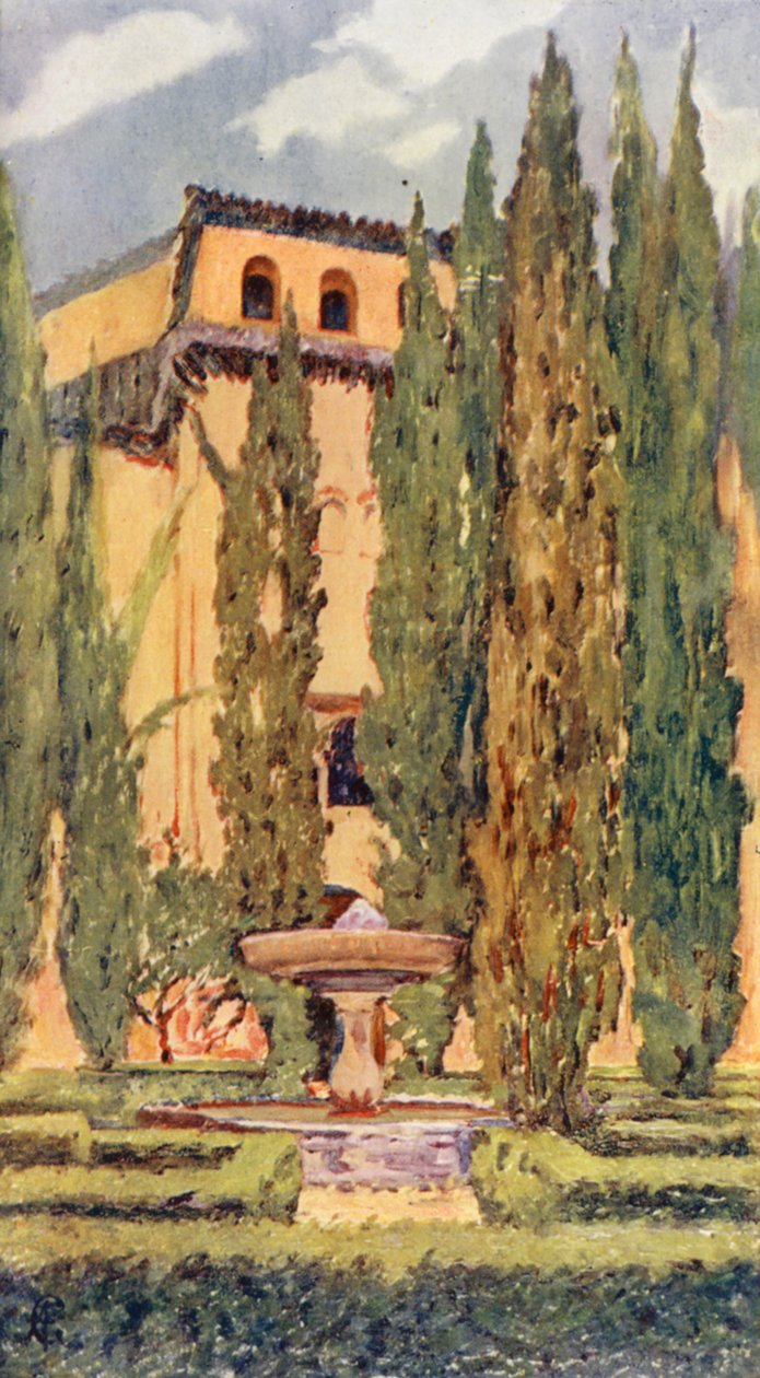 Patio de Lindaraxa, La Alhambra (litografía en color) de Augustine Fitzgerald