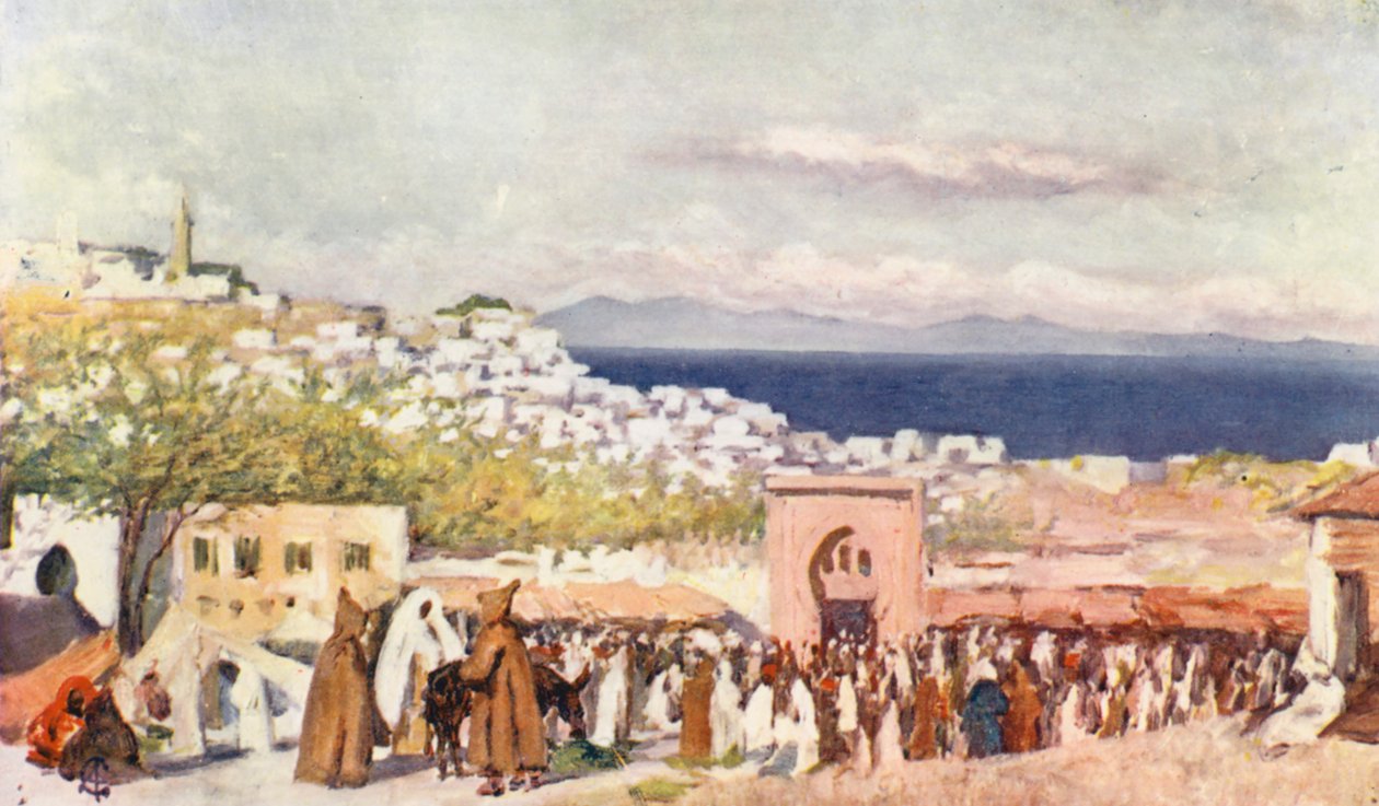 Tánger desde la plaza del mercado (litografía en color) de Augustine Fitzgerald