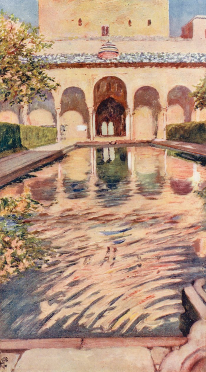 El Patio de los Arrayanes, La Alhambra (litografía en color) de Augustine Fitzgerald
