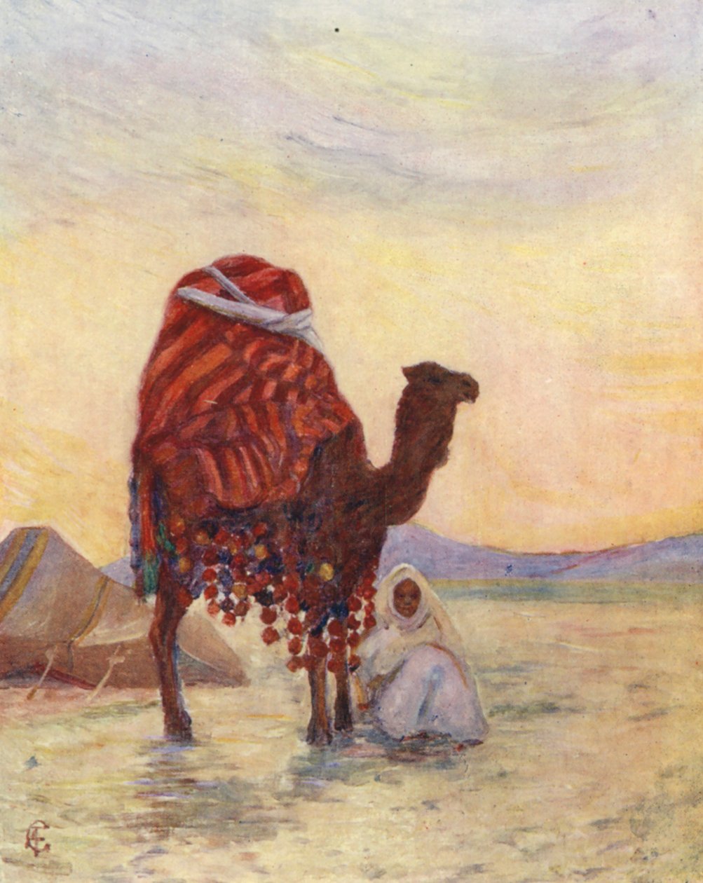 Palanquín del Bash Aga, Biskra (litografía en color) de Augustine Fitzgerald