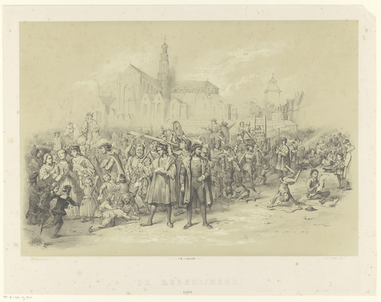 Los retóricos reparten panfletos The Rederijkers 1500 (título sobre objeto) de Augustinus Jacobus Bernardus Wouters