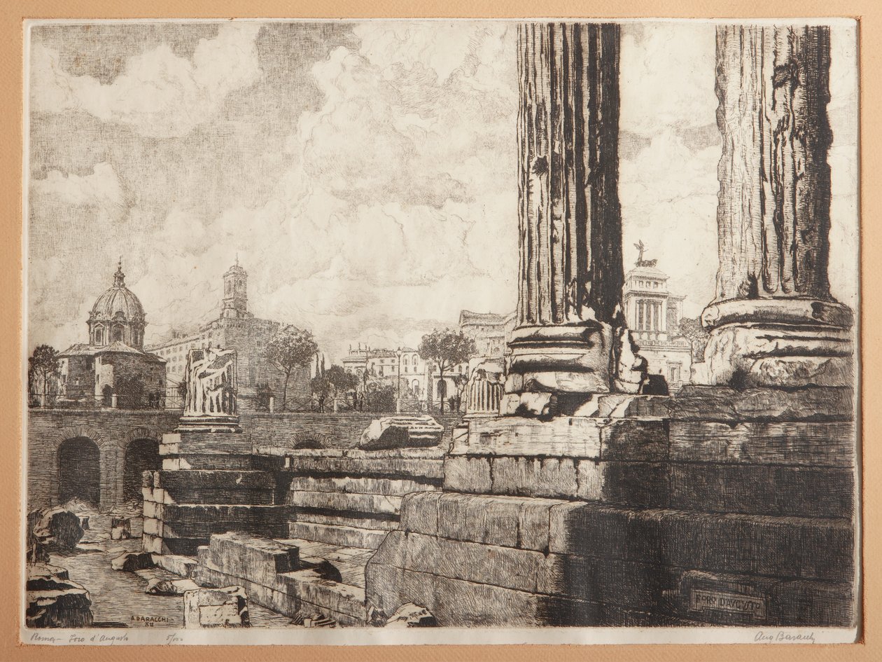 Roma, El Foro de Augusto (grabado sobre papel) de Augusto Baracchi