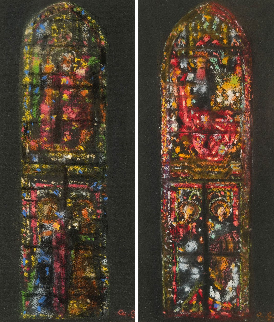 Bocetos de Augusto Giacometti a partir de una vidriera de la catedral de Florencia de Augusto Giacometti