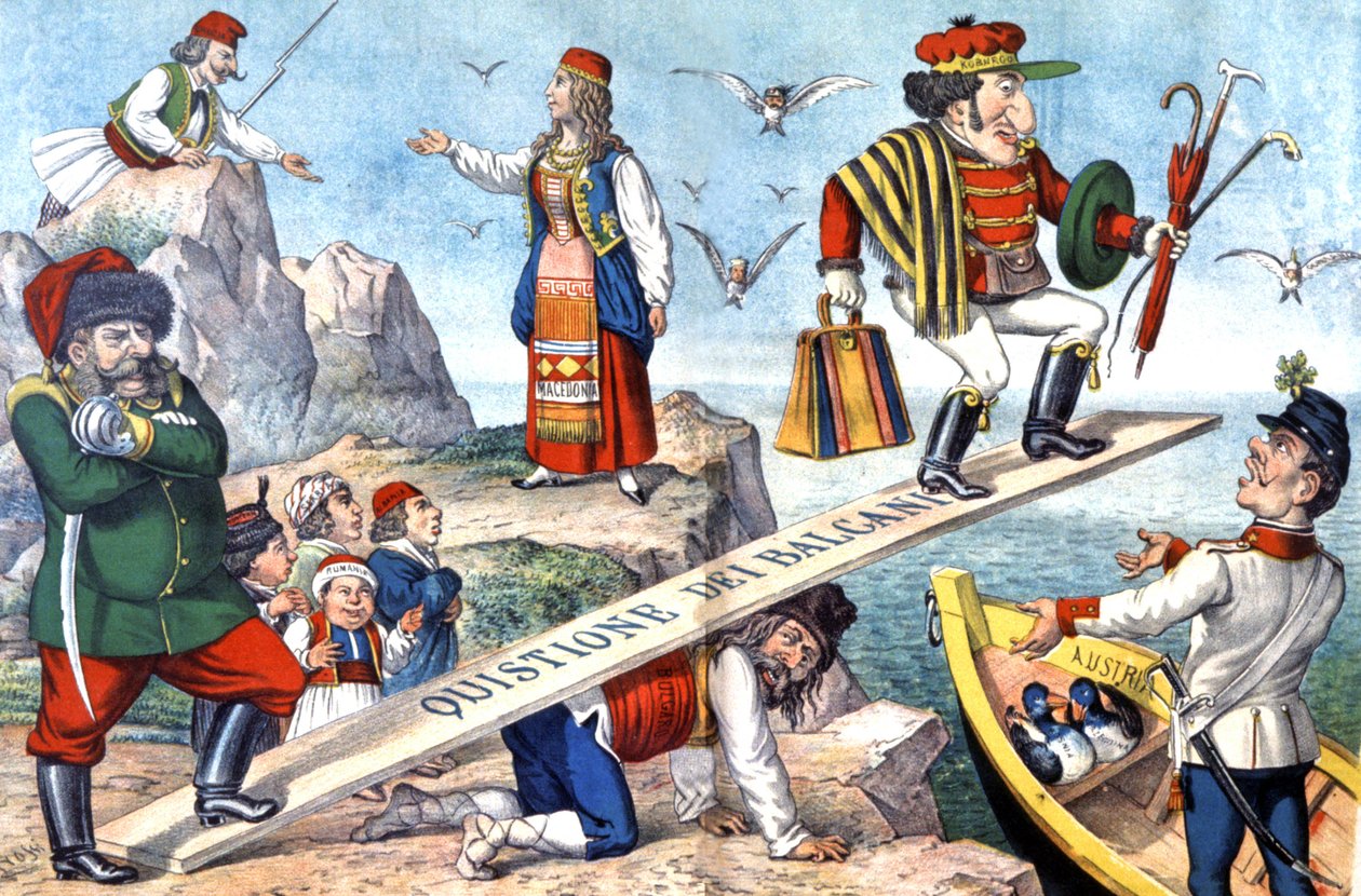 La cuestión de los Balcanes, c.1900 (ilustración) de Augusto Grossi