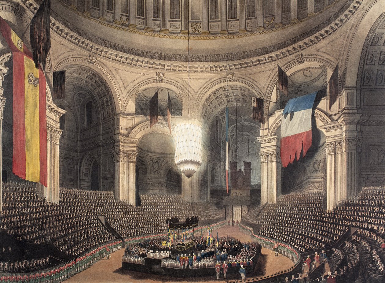La llegada del carro fúnebre de Nelson para el entierro en la Catedral de San Pablo, publicado el 9 de enero de 1806 de Augustus Charles Pugin