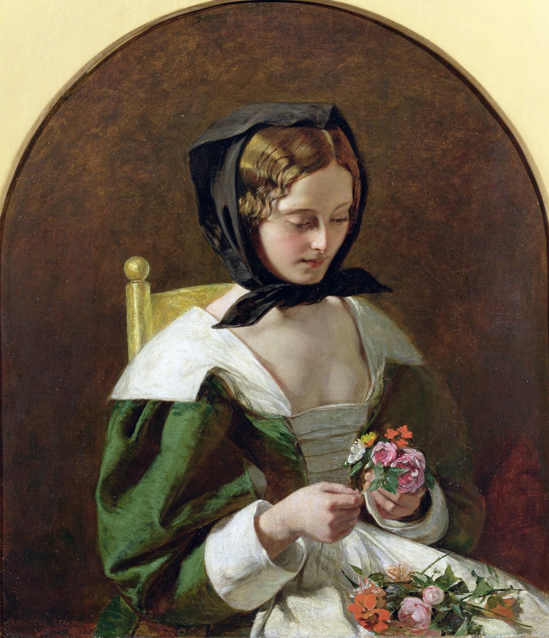 Niña Haciendo un Ramo de Flores de Augustus Leopold Egg