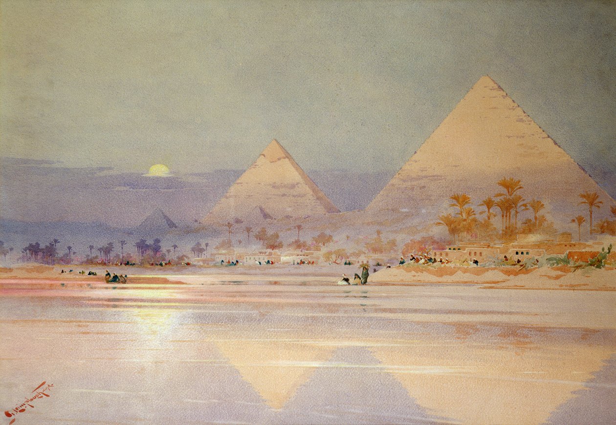 Las pirámides al atardecer de Augustus Osborne Lamplough