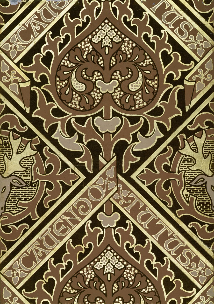 Diseño de papel tapiz eclesiástico en mosaico de Augustus Welby Northmore Pugin