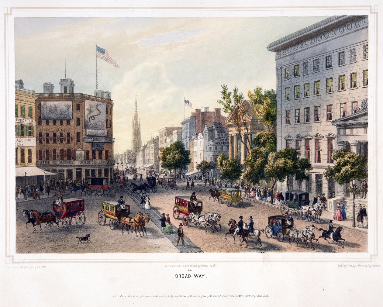 Broad-Way, pub. 1850 de Augustus (after) Kollner
