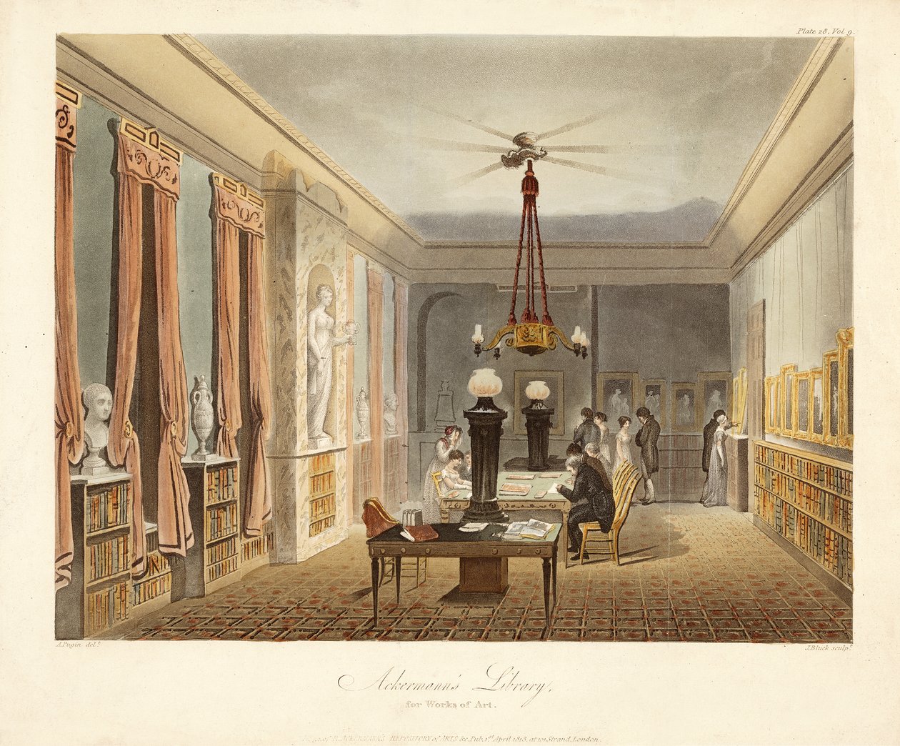 Biblioteca de Ackermann para Obras de Arte, pub. 1815 de Augustus Charles (after) Pugin