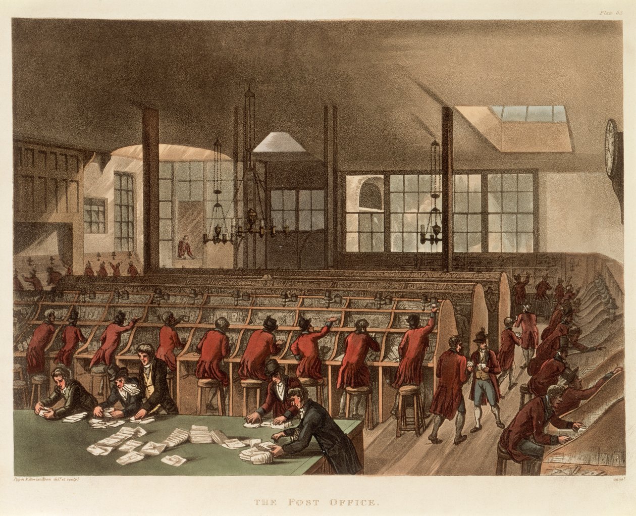 La oficina de correos, c. 1808 de Augustus Charles Pugin, Thomas Rowlandson
