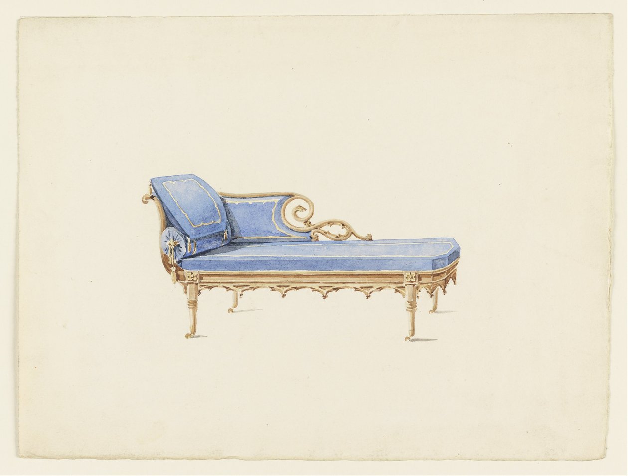 Diseño para un sofá en estilo gótico revival de Augustus Charles Pugin