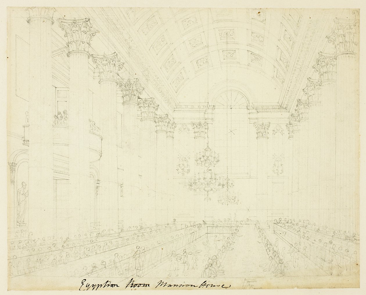 Estudio para Egyptian Hall Mansion House, de Microcosm of London de Augustus Charles Pugin