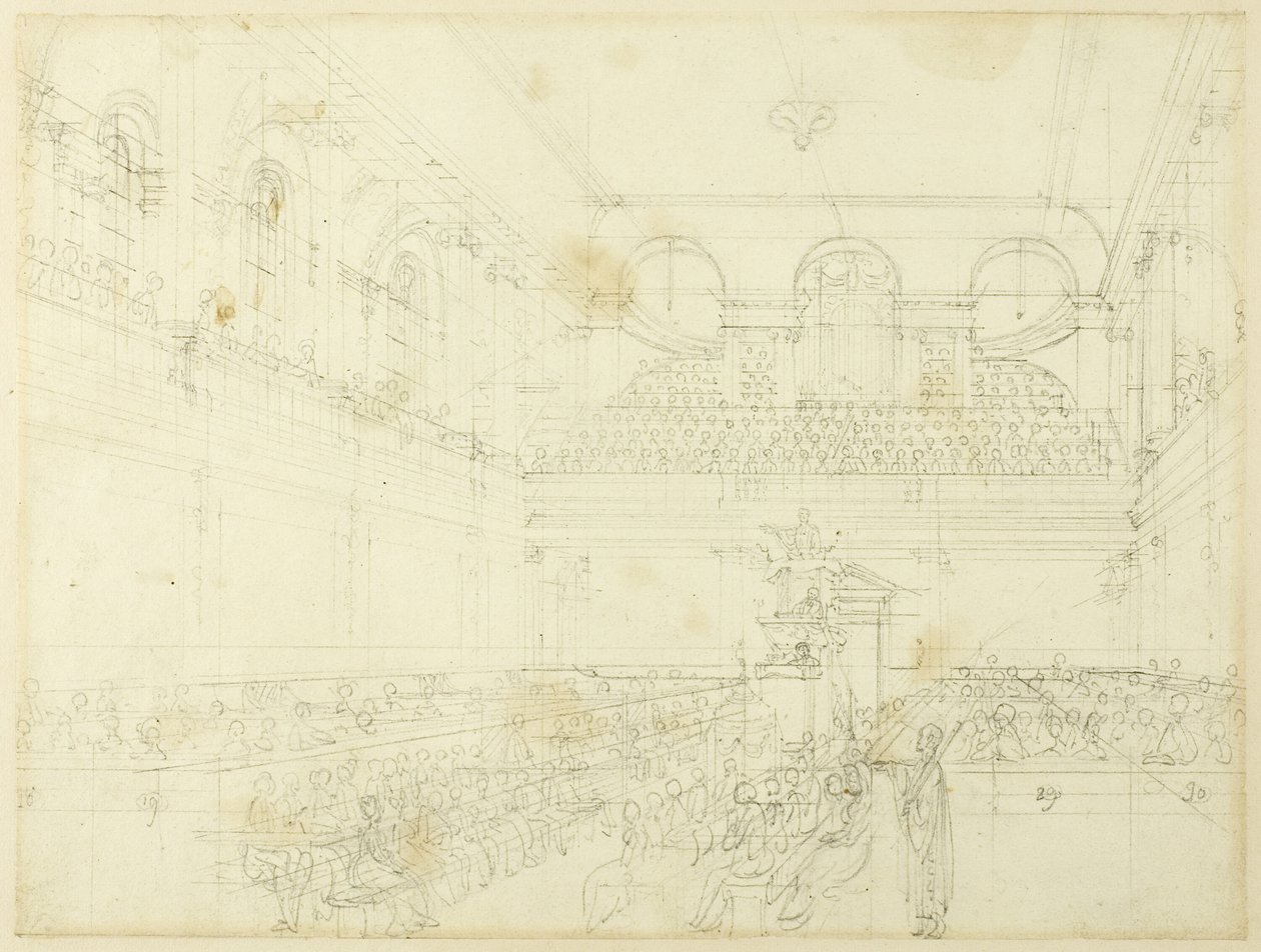 Estudio para el Hospital Foundling, la Capilla, del Microcosmos de Londres de Augustus Charles Pugin
