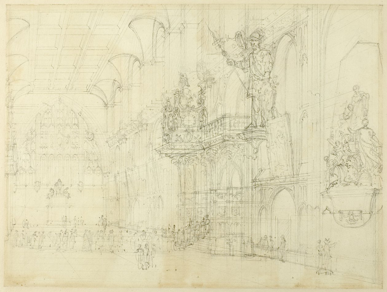 Estudio para Guild Hall, de Microcosm of London de Augustus Charles Pugin