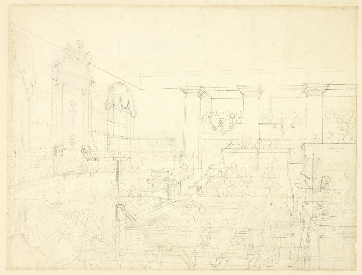 Estudio para Old Bailey, de Microcosm of London de Augustus Charles Pugin