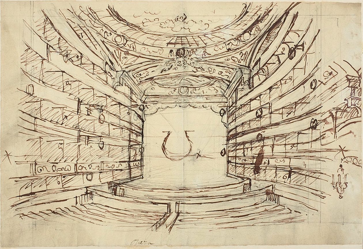Estudio para la Ópera, del Microcosmos de Londres de Augustus Charles Pugin
