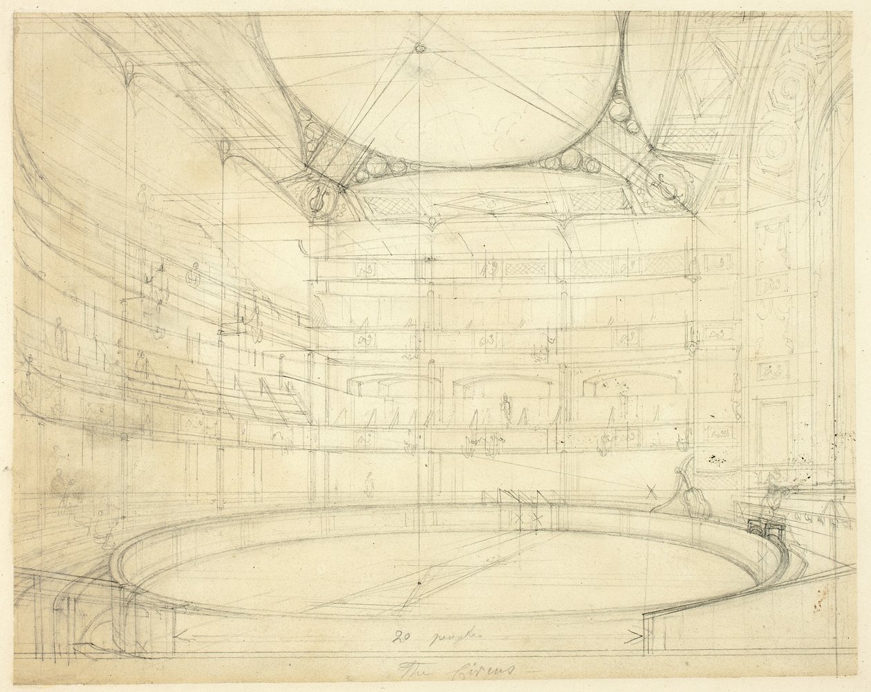 Estudio para el Circo Real, de Microcosmos de Londres de Augustus Charles Pugin