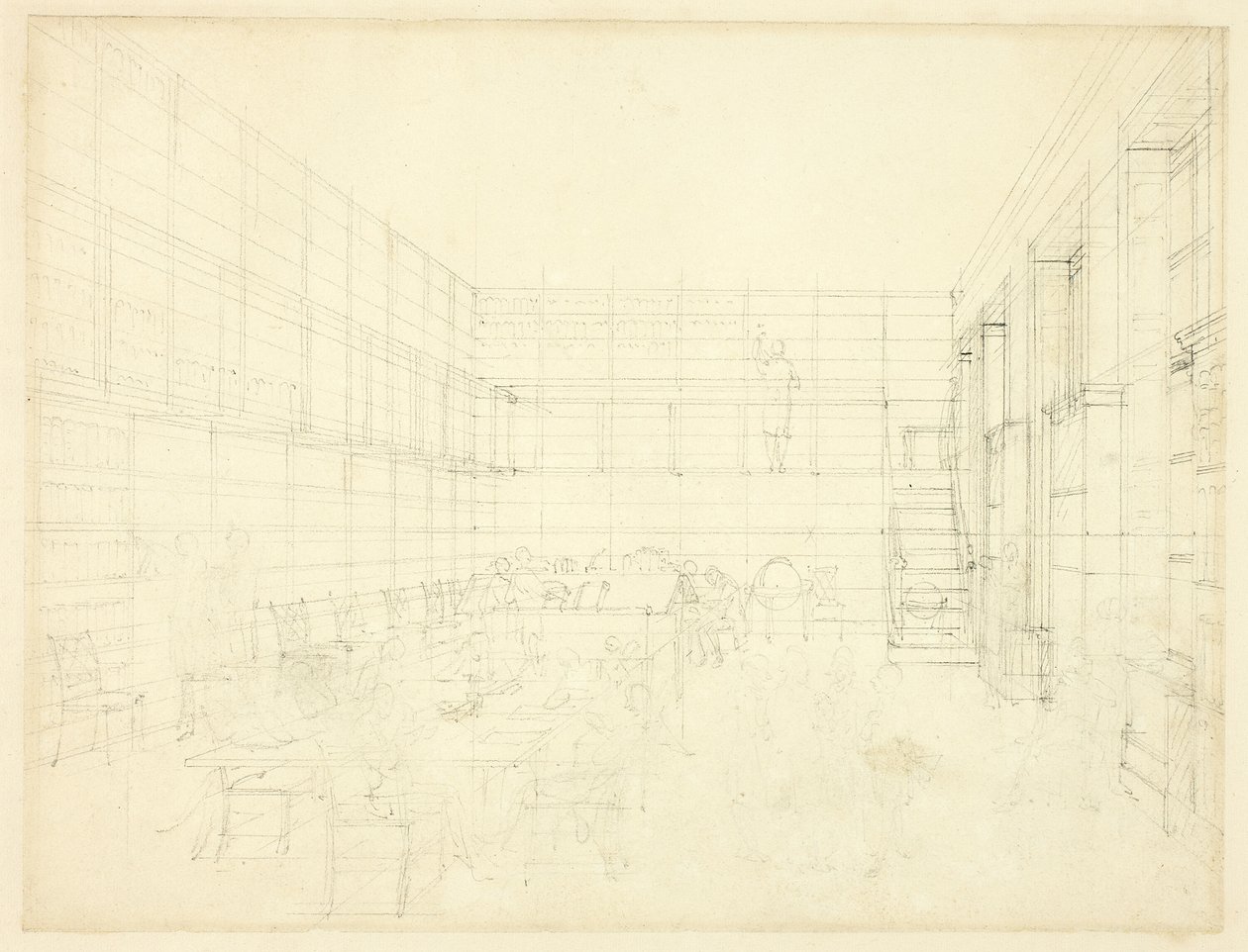 Estudio para la Royal Institution, Albemarle Street, de Microcosm of London de Augustus Charles Pugin