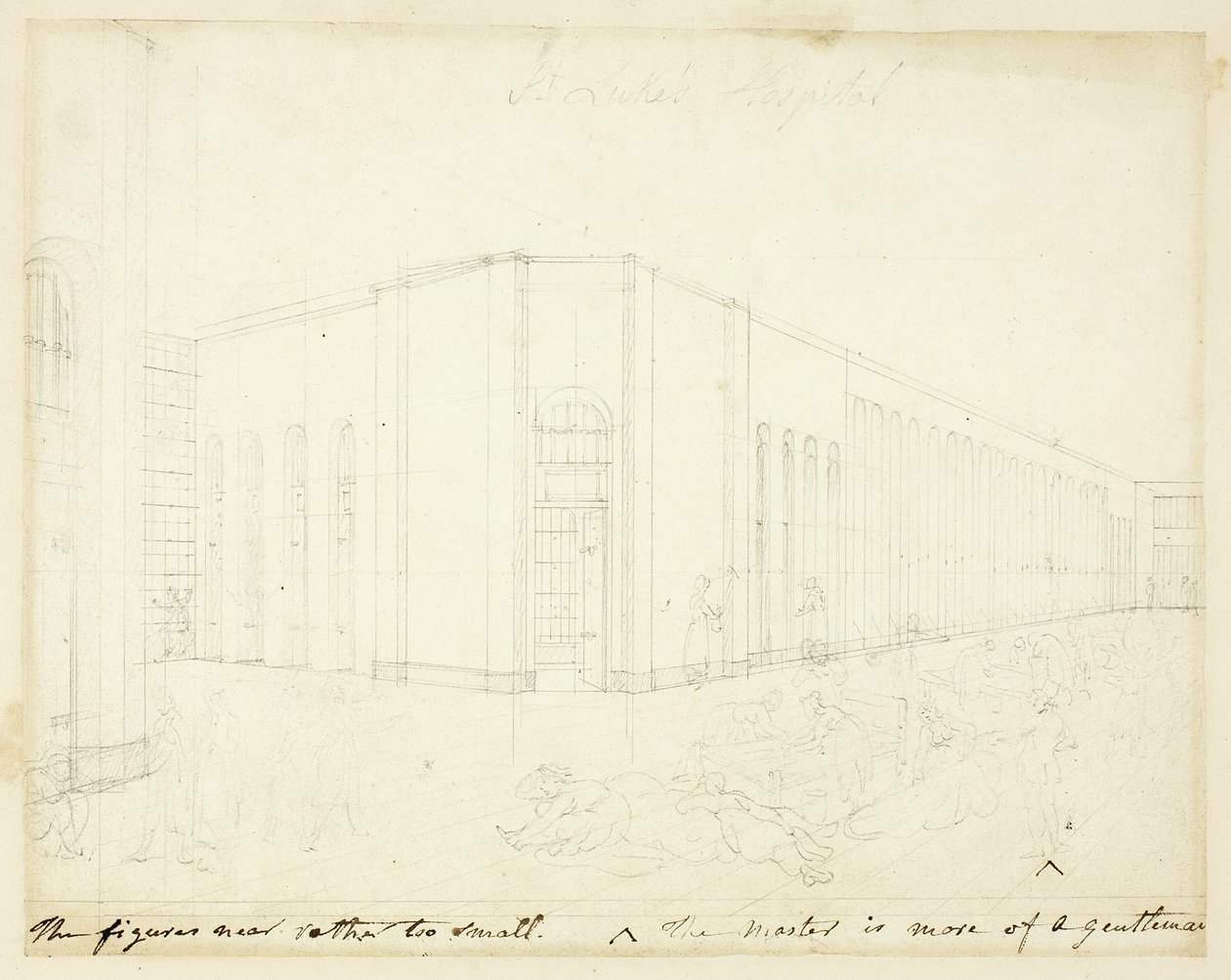 Estudio para el Hospital St. Luke, de Microcosm of London de Augustus Charles Pugin