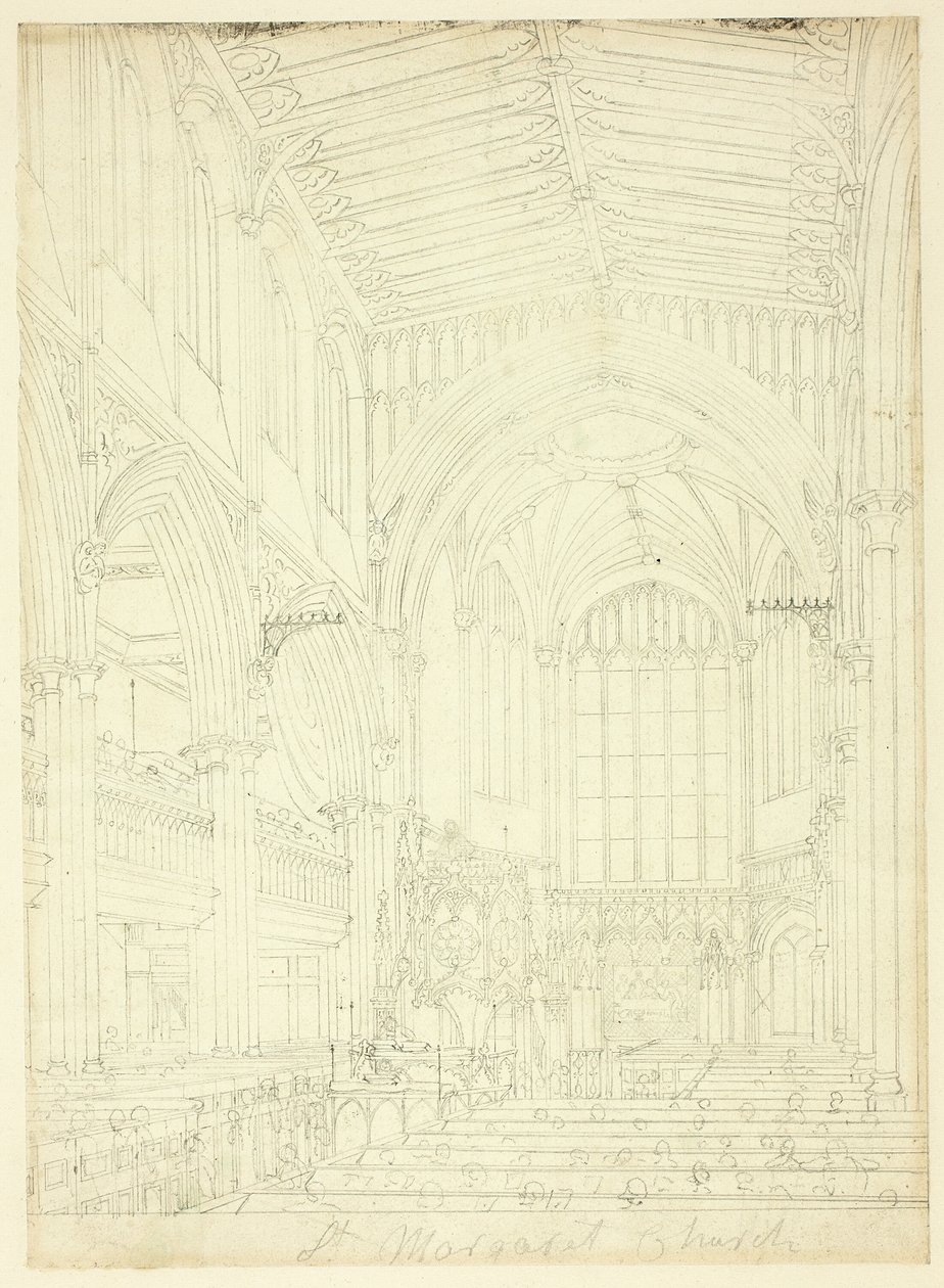 Estudio para la iglesia de Santa Margarita, de Microcosm of London de Augustus Charles Pugin