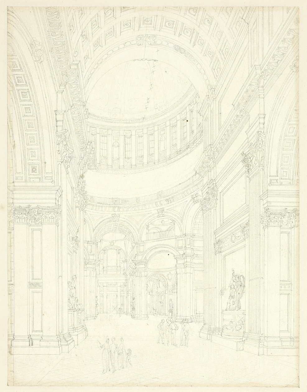 Estudio para la catedral de San Pablo, de Microcosm of London de Augustus Charles Pugin