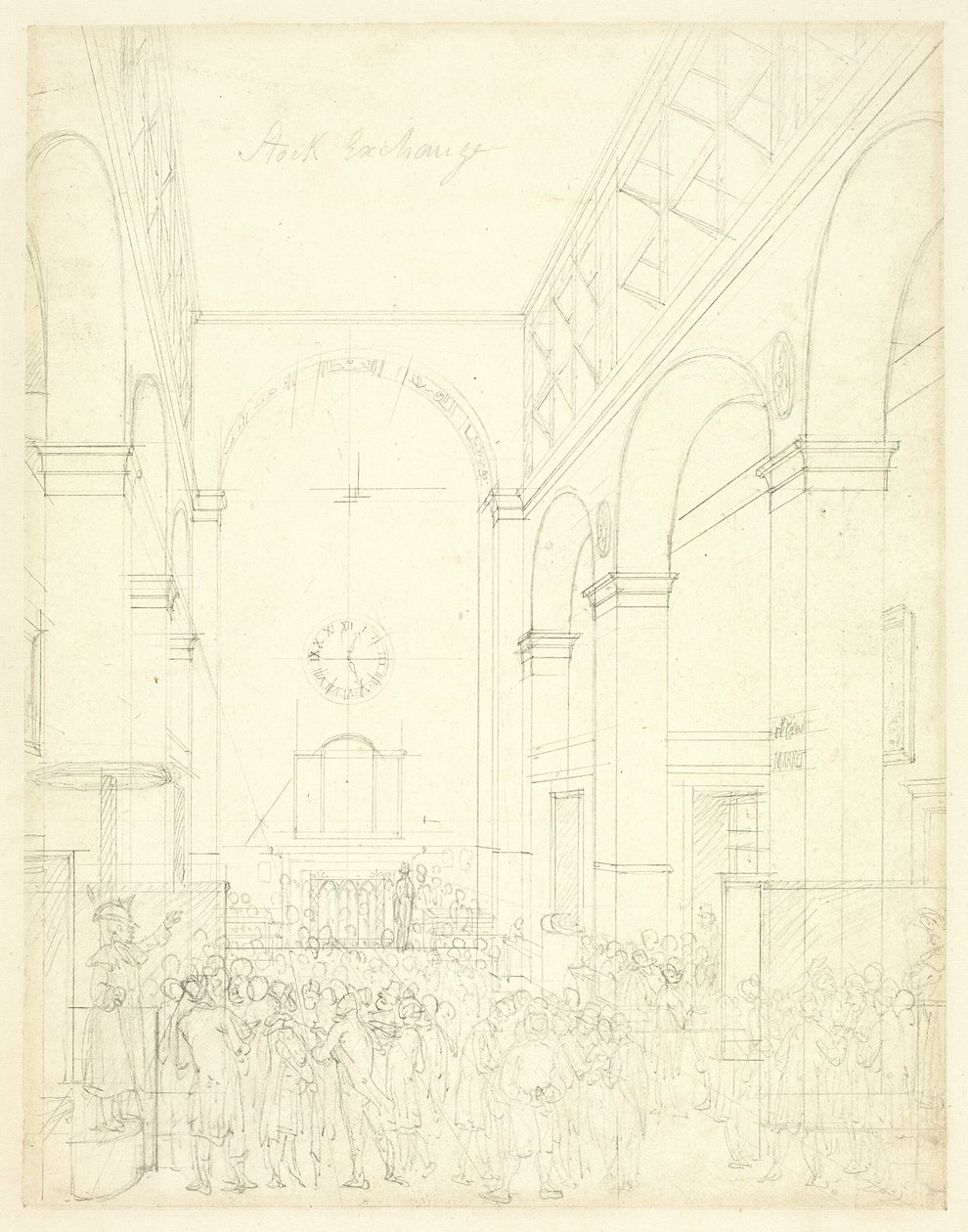 Estudio para la Bolsa de Valores, de Microcosm of London de Augustus Charles Pugin