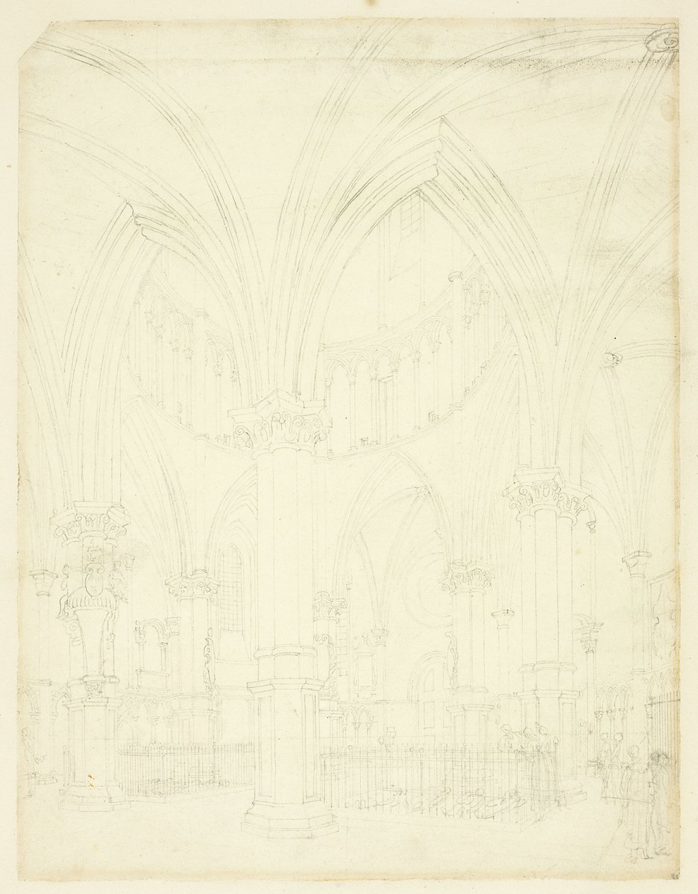 Estudio para Temple Church, de Microcosm of London de Augustus Charles Pugin
