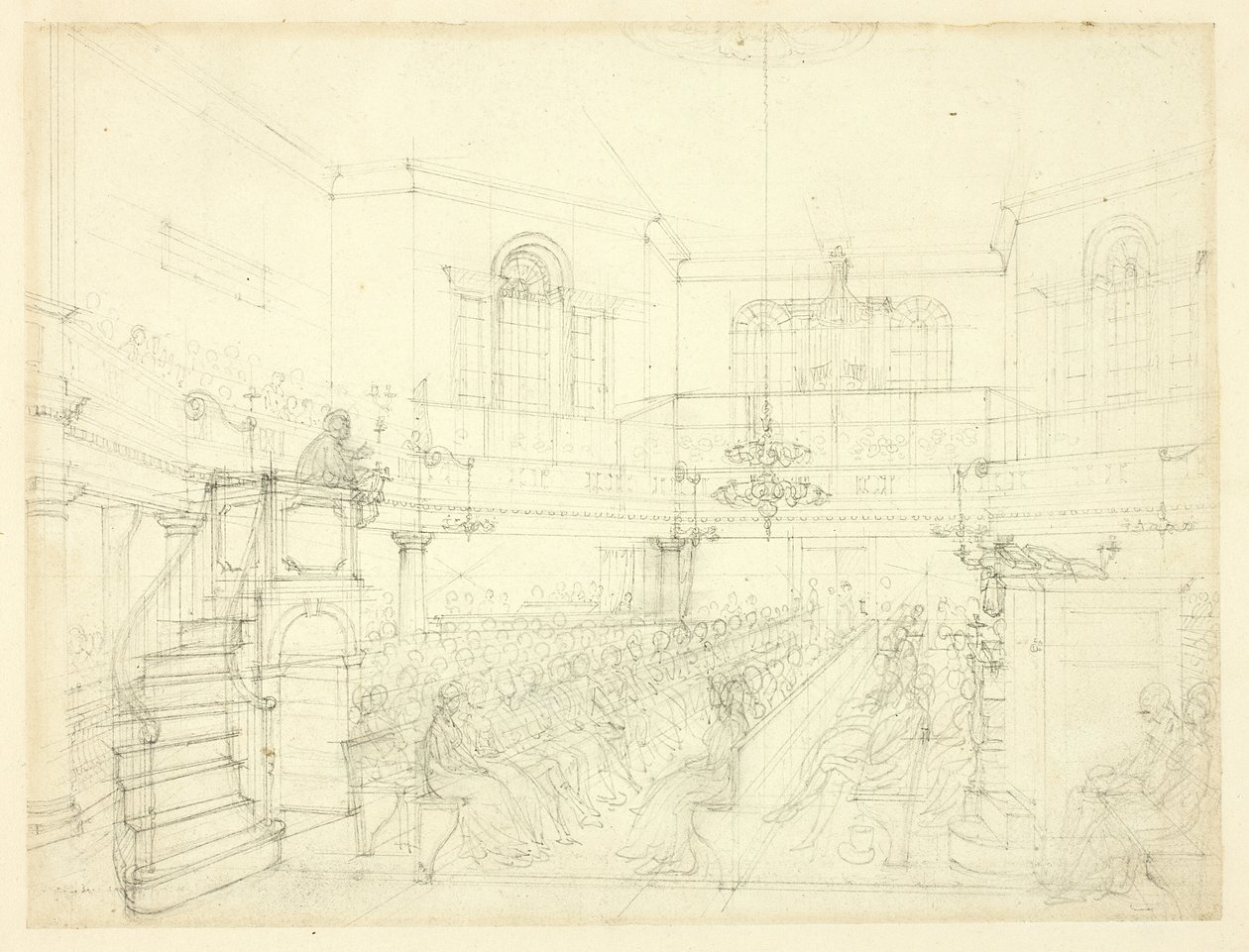 Estudio para The Magdalen Chapel, de Microcosm of London de Augustus Charles Pugin