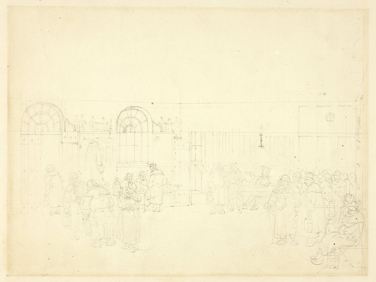 Estudio para la Casa de Guardia, St. Mary Le Bone, de Microcosmos de Londres de Augustus Charles Pugin
