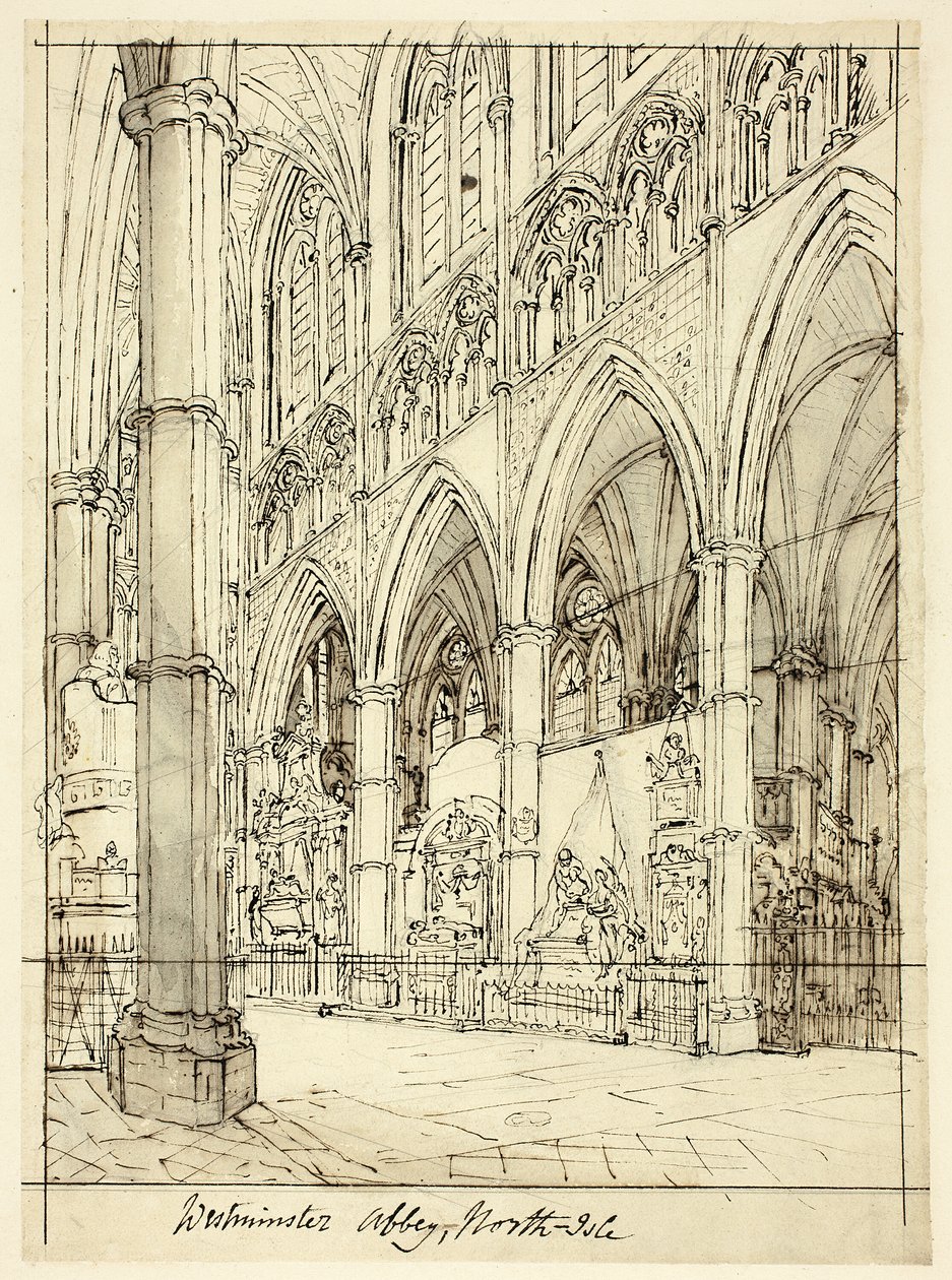 Estudio para la Abadía de Westminster, de Microcosmos de Londres de Augustus Charles Pugin