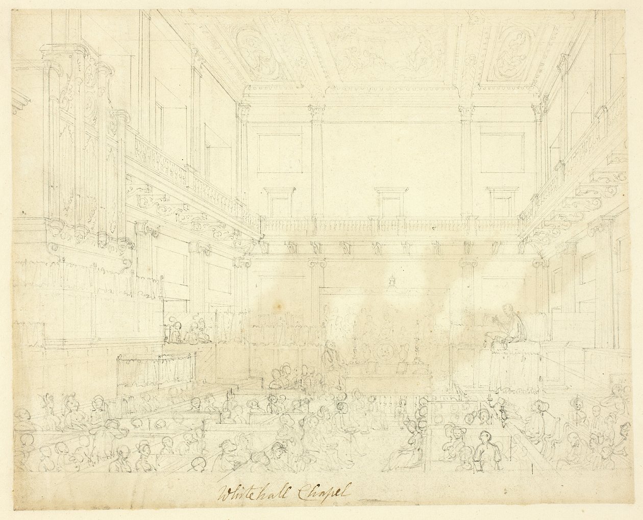 Estudio para la Capilla de Whitehall, de Microcosm of London de Augustus Charles Pugin