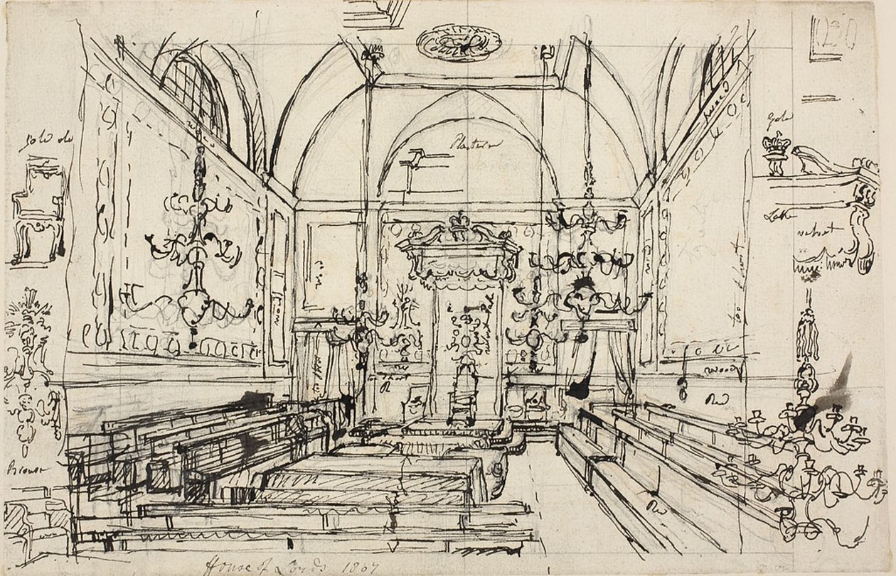 Estudio para la Cámara de los Lores de Augustus Charles Pugin