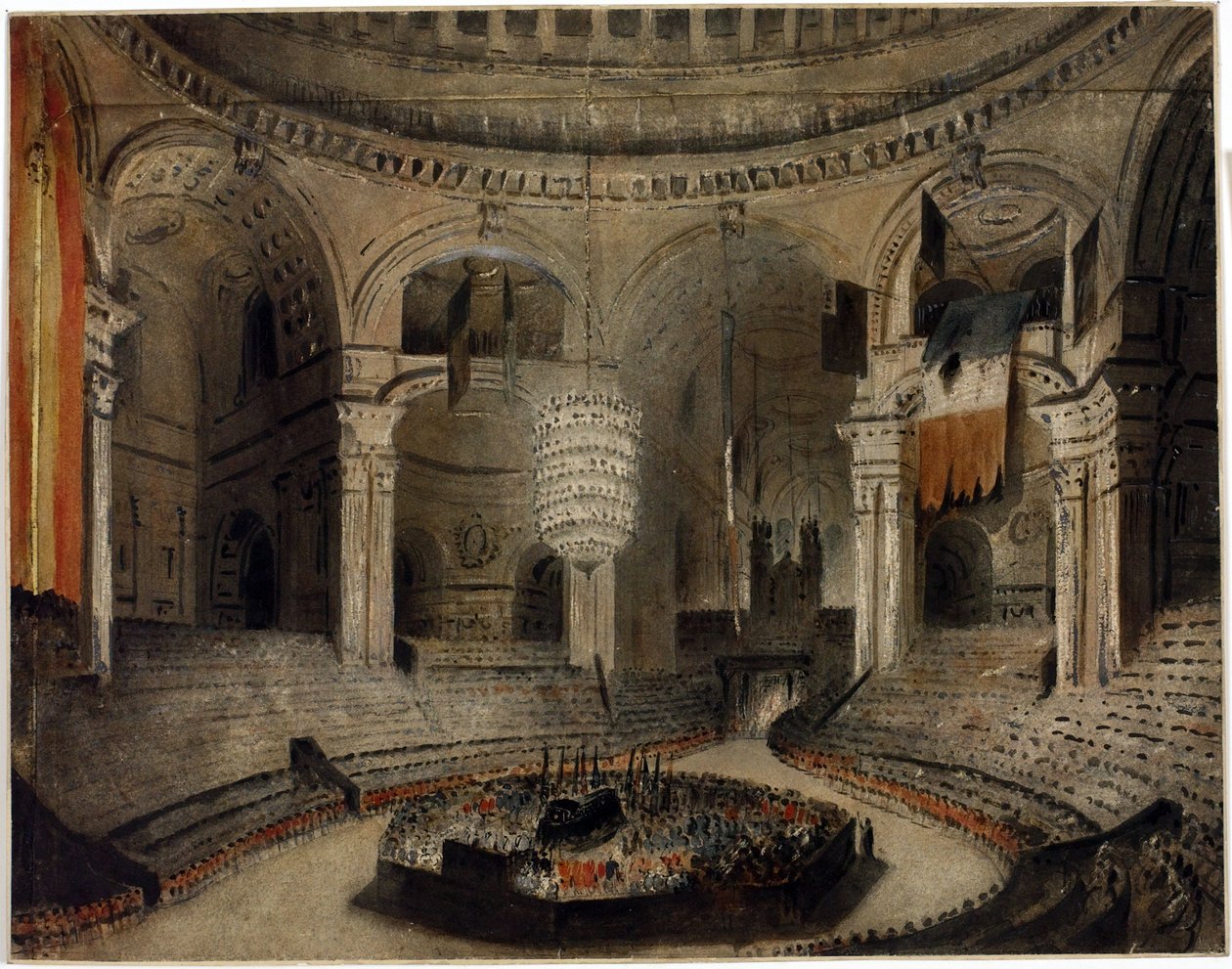 Entierro de Lord Horatio Nelson (1758-1805), en la iglesia de San Pablo (Londres, Inglaterra), el 9 de enero. de Augustus Charles Pugin