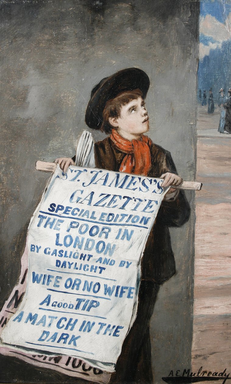Un vendedor de periódicos londinense de Augustus Edwin Mulready