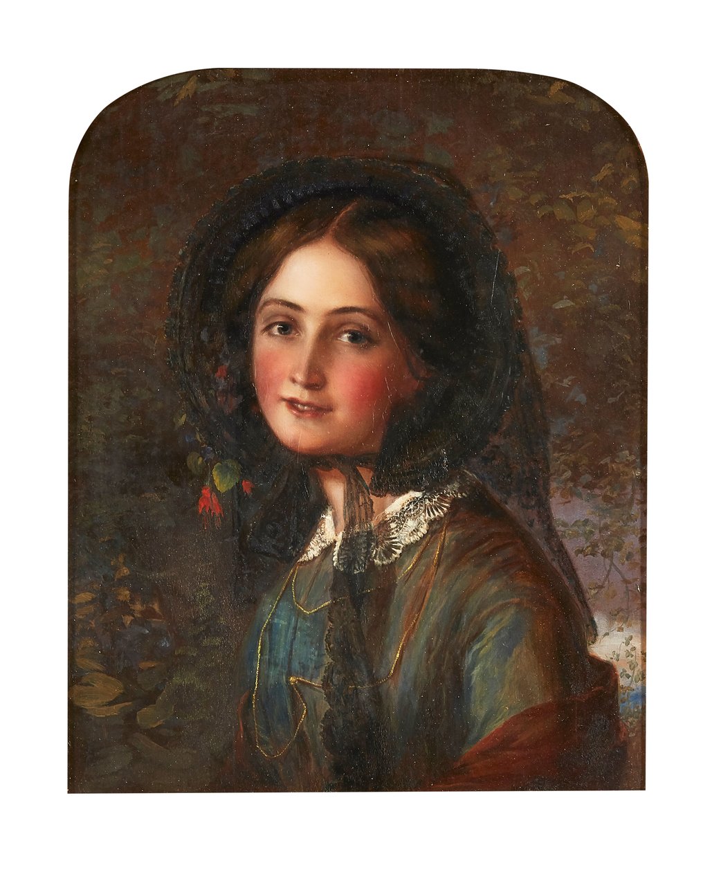 The Lace Bonnet (óleo sobre tabla) de Augustus Leopold (manner of) Egg