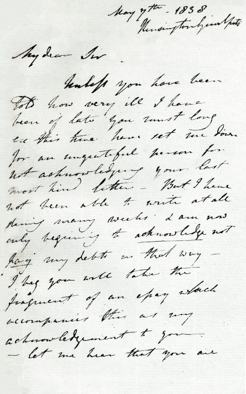 Una carta de Augustus Wall Callcott, 7 de mayo de 1838, 1904 de Augustus Wall Callcott