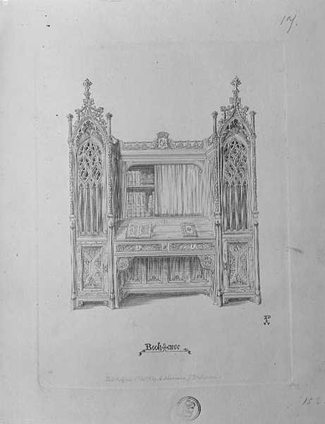 Diseño para una librería gótica, c.1835 de Augustus Welby Northmore Pugin